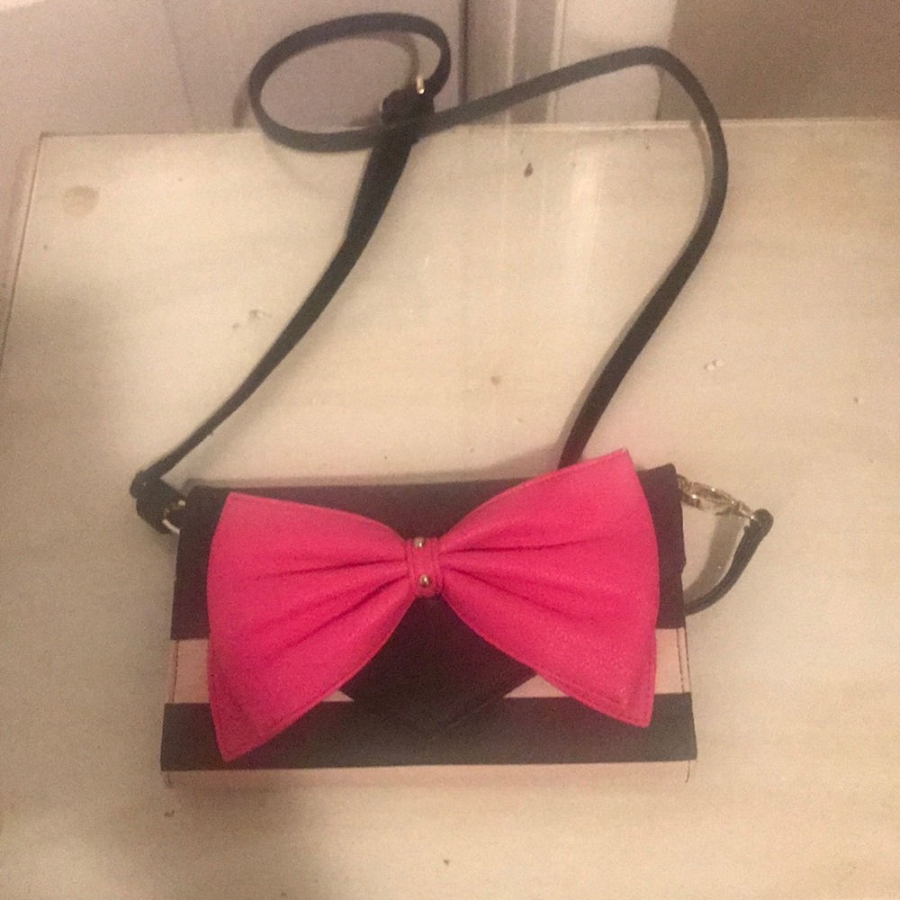 Betsey Johnson Crossbody Bag with stripes and bow